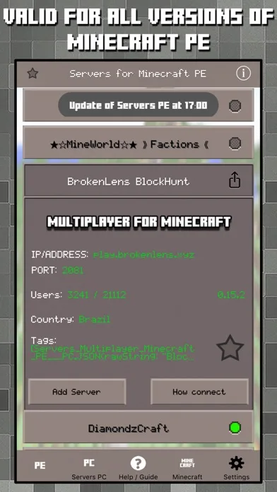 Multiplayer Servers for Minecraft PE & PC w Mods screenshot 2