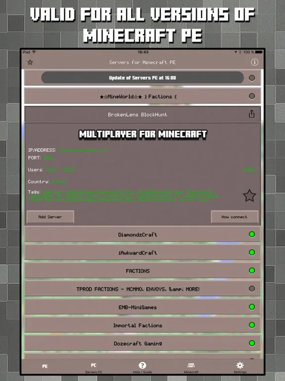 Multiplayer Servers for Minecraft PE & PC w Mods screenshot 4