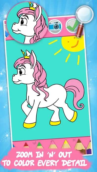 Coloring book Unicorn & Horses screenshot 2