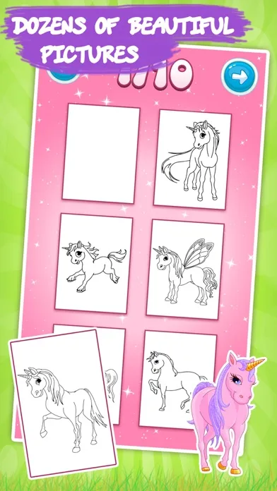 Coloring book Unicorn & Horses screenshot 3