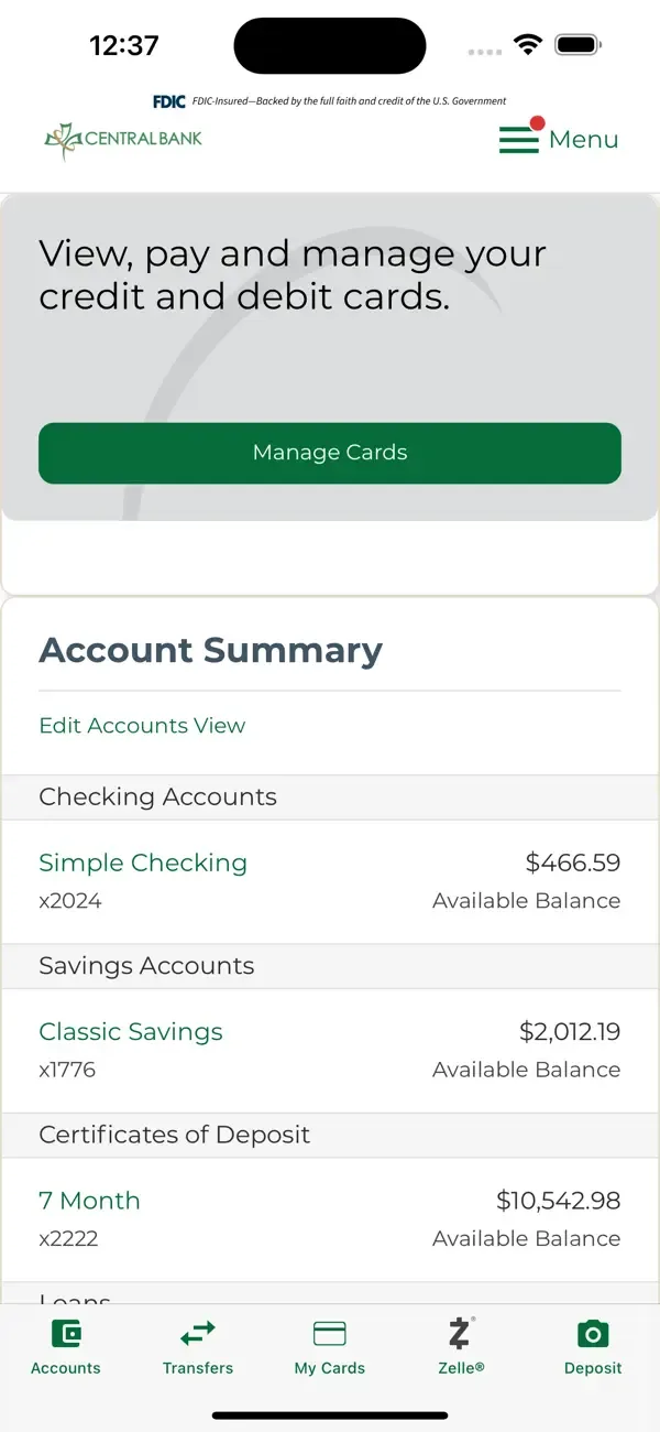 Central Bank Mobile Banking screenshot 2