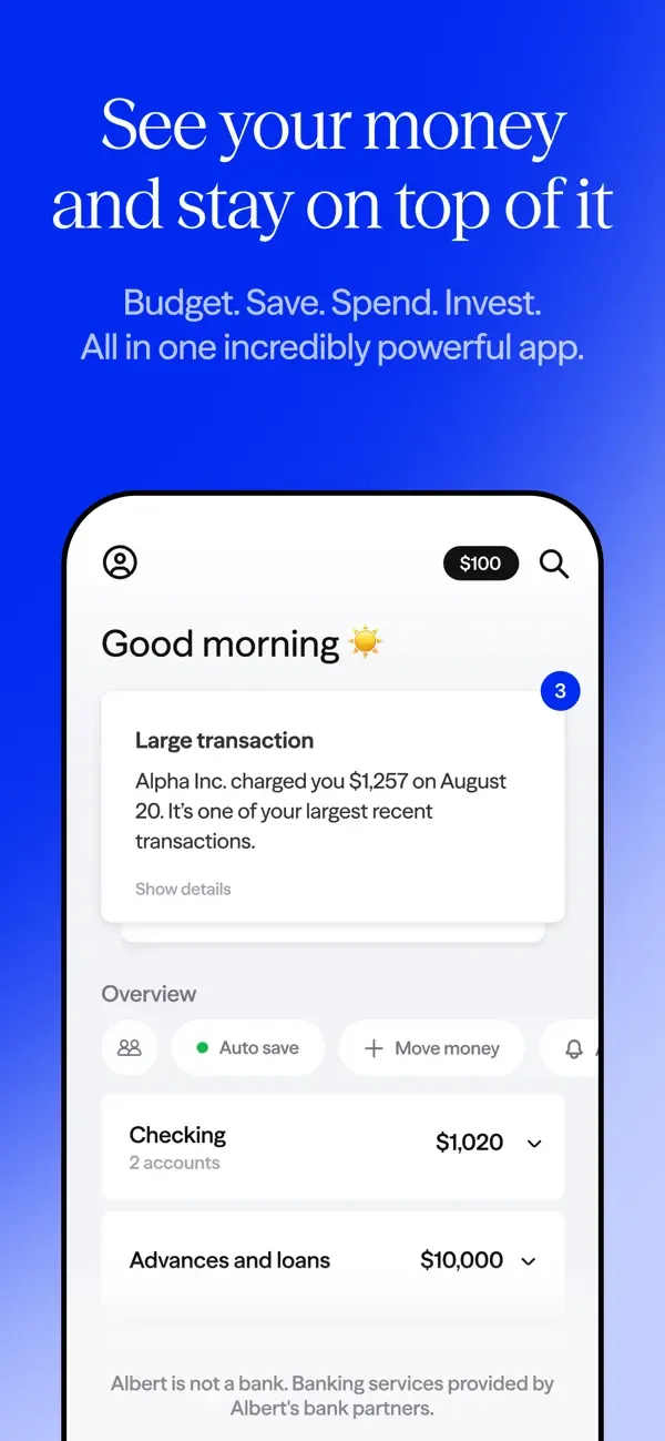 Albert: Budgeting and Banking screenshot 1