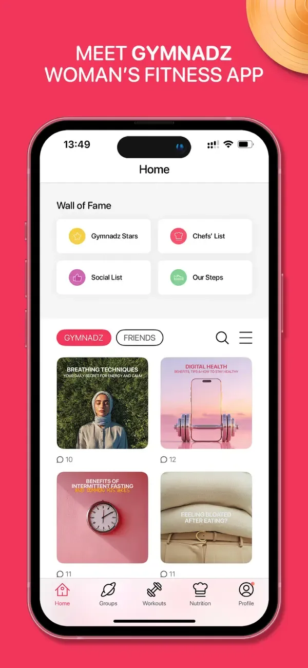Gymnadz - Women's Fitness App screenshot 1