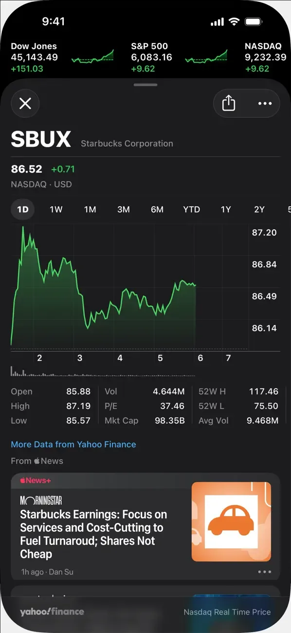 Stocks screenshot 2