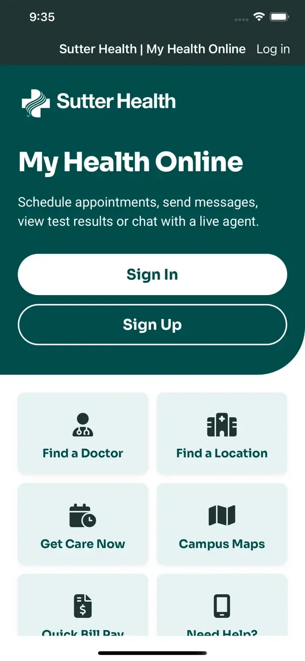 Sutter Health My Health Online screenshot 1