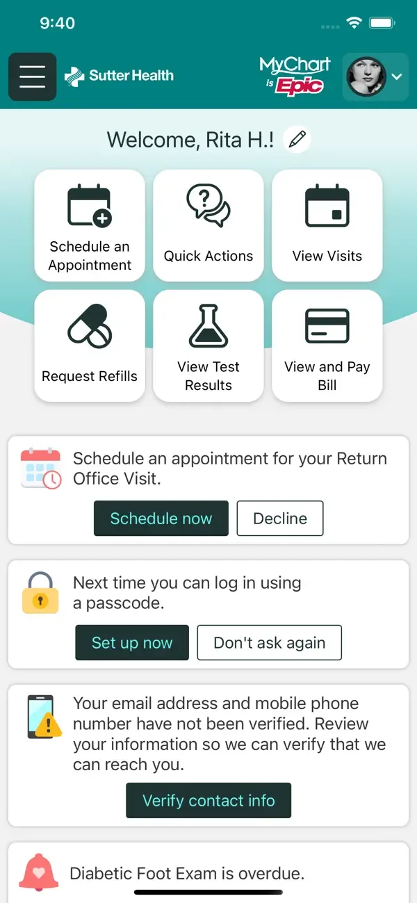 Sutter Health My Health Online screenshot 3