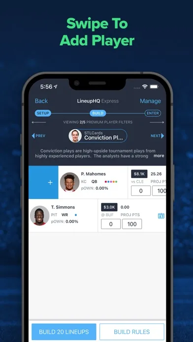 LineupHQ FanDuel DFS Optimizer screenshot 3