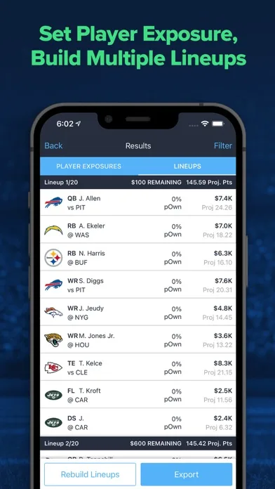 LineupHQ FanDuel DFS Optimizer screenshot 5