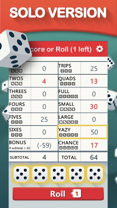 Yazy yatzy dice game screenshot 1