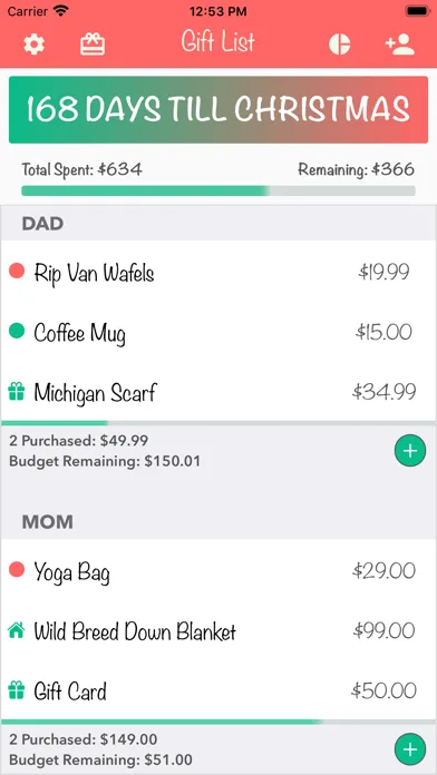 Christmas Gift List Tracker screenshot 1