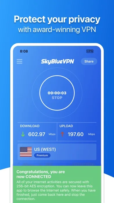 SkyBlueVPN: VPN Fast & Secure screenshot 1