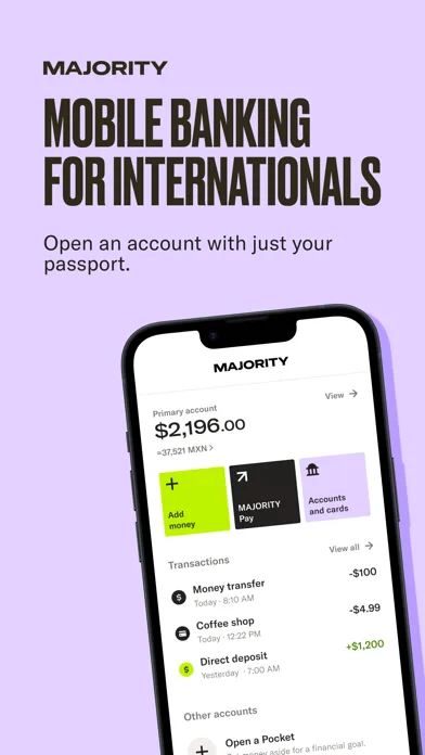 MAJORITY: Mobile banking screenshot 1