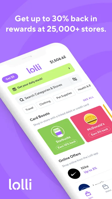 Lolli: Earn Cashback & Bitcoin screenshot 1