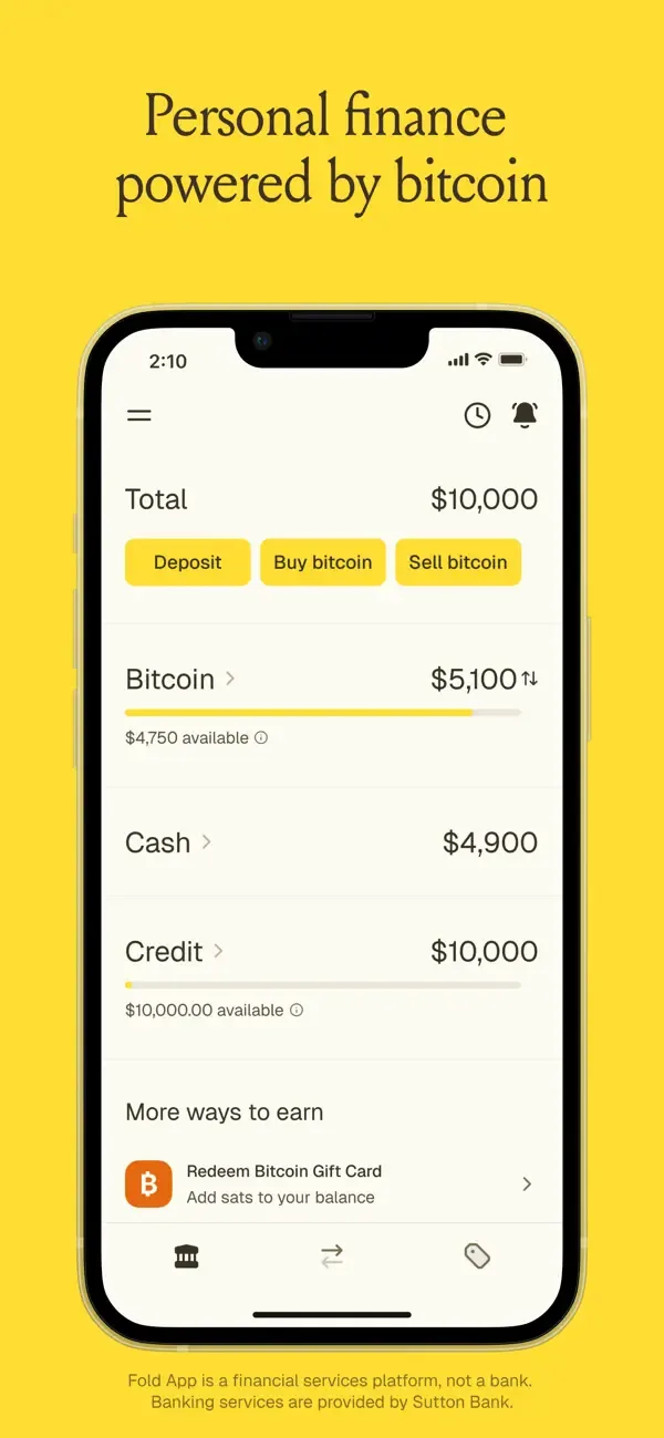 Fold: Bitcoin Personal Finance screenshot 1