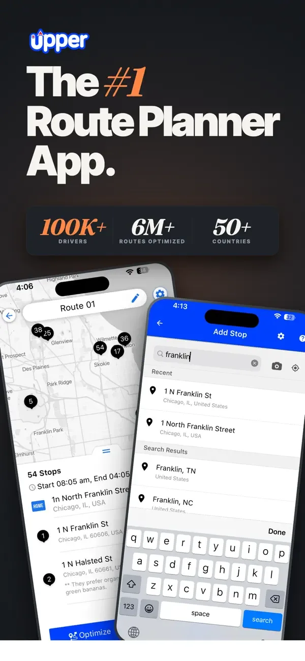 Upper: Delivery Route Planner screenshot 1