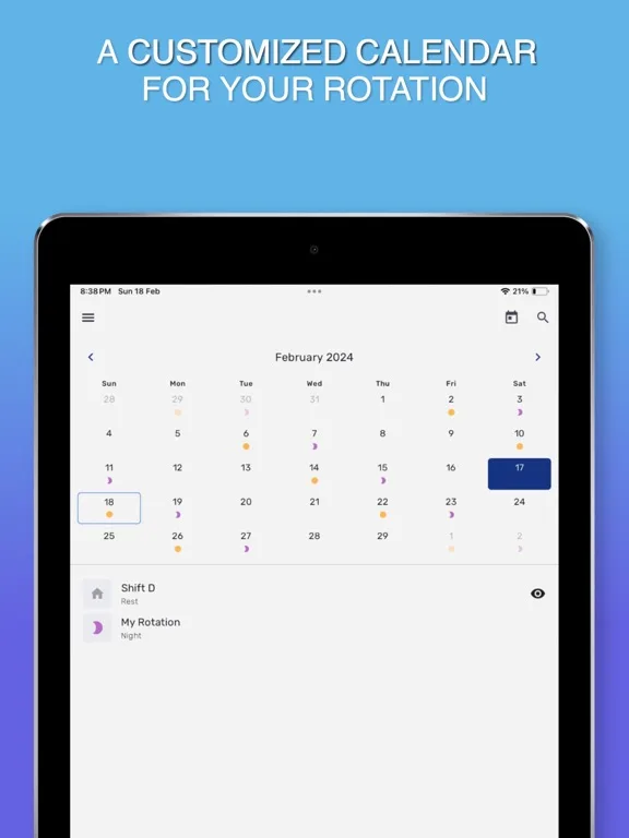 Monaweb -Shift worker calendar screenshot 3