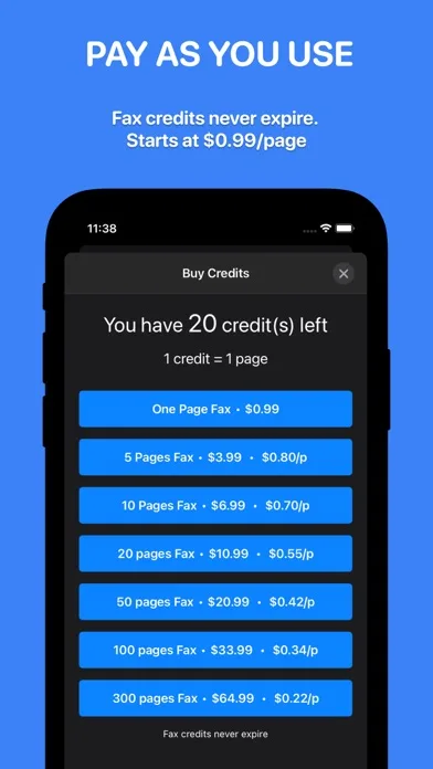 EaseFax: pay per use, send fax screenshot 1