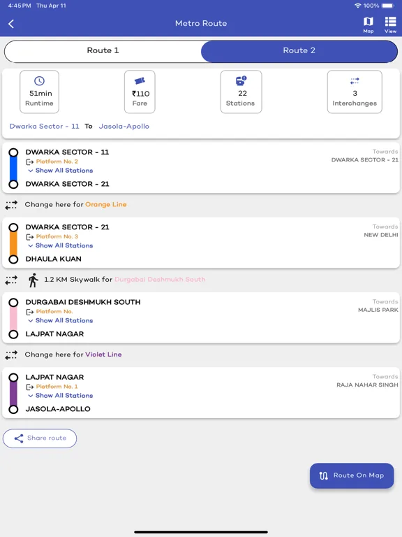 Delhi Metro Route Map and Fare screenshot 3