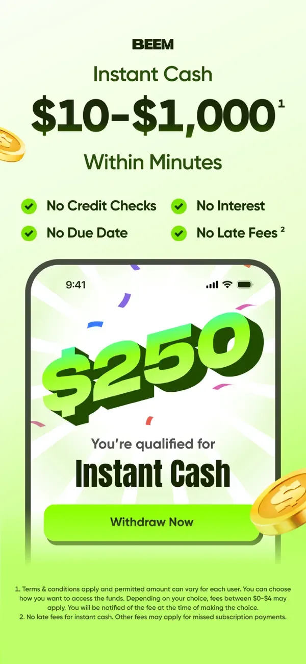 Beem: Cash Advance & Banking screenshot 1