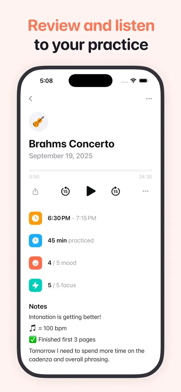 Andante Music Practice Journal screenshot 4
