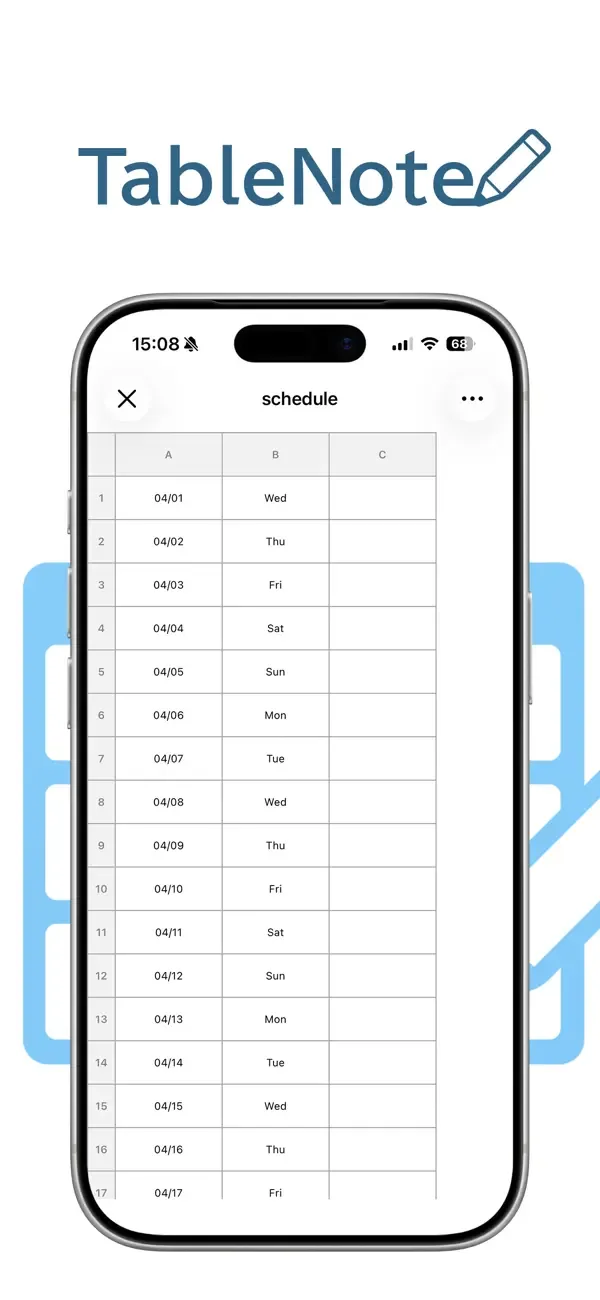Table Notes Spreadsheet maker screenshot 1