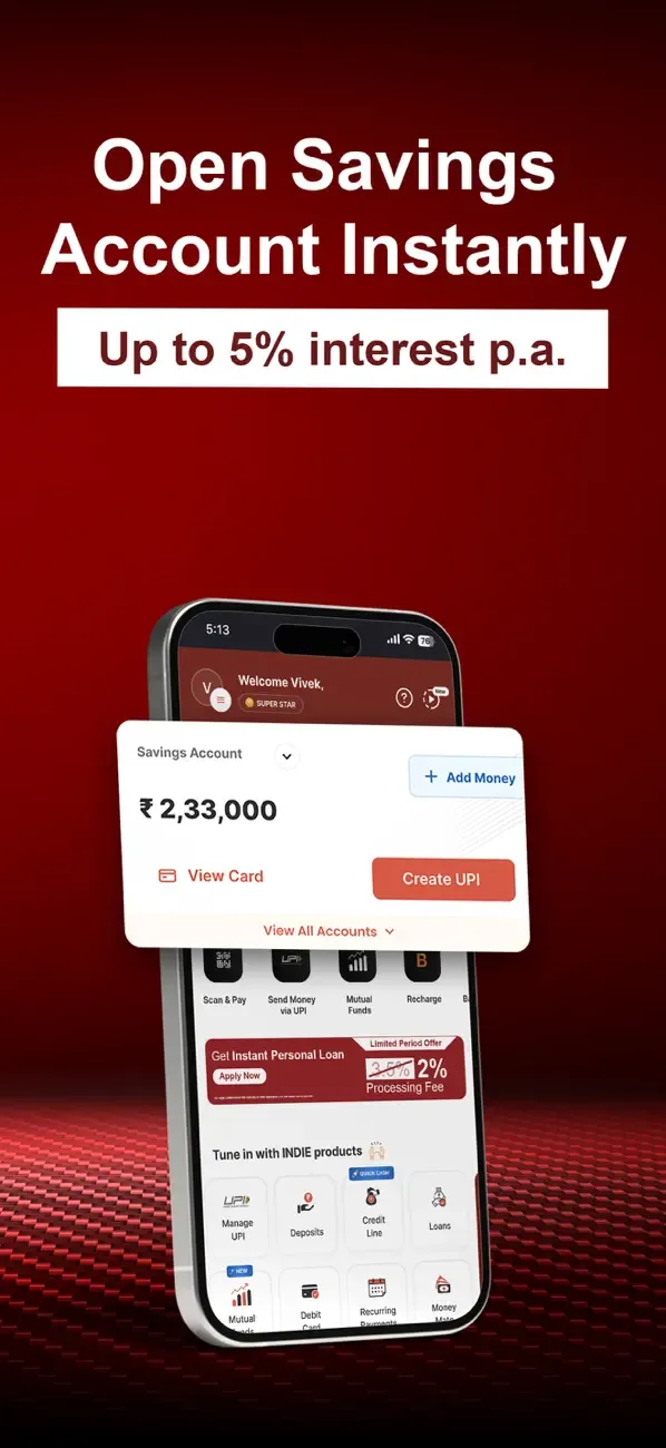 IndusInd Bank: Savings A/C, FD screenshot 1