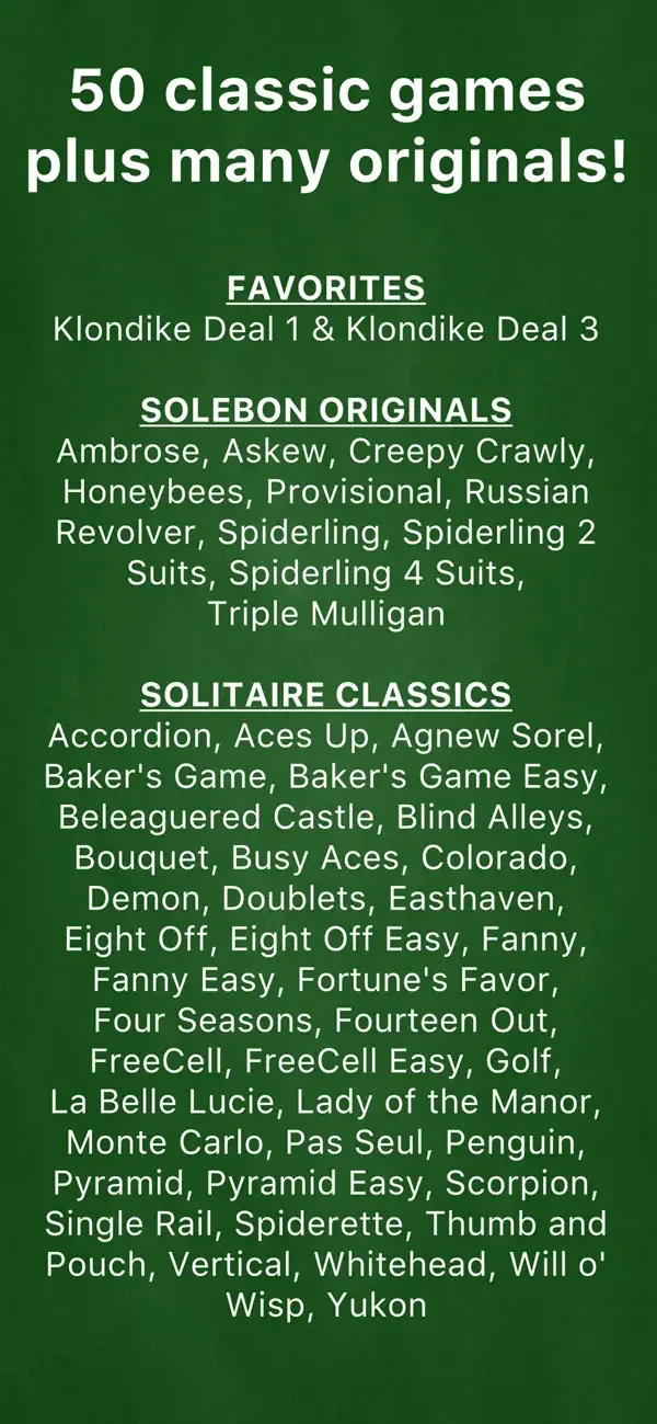 Solitaire - 50 Classic Games screenshot 4