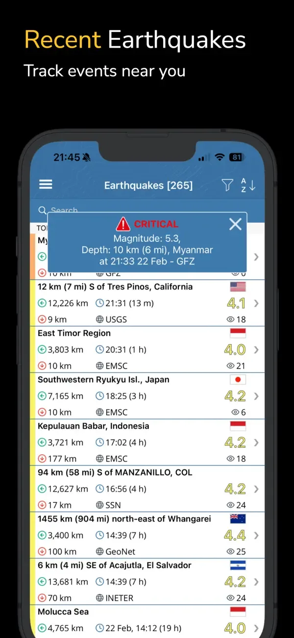 Earthquake+ Alerts & Tracker screenshot 2