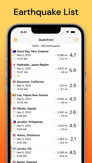 QuakeFeed Earthquake Alerts screenshot 2