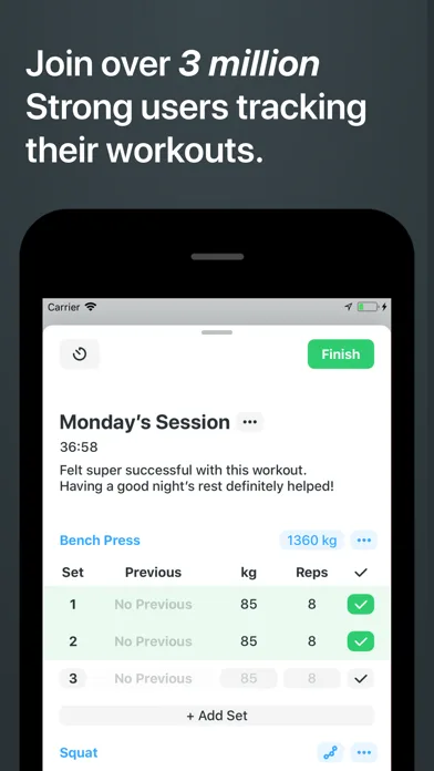 Strong Workout Tracker Gym Log screenshot 1