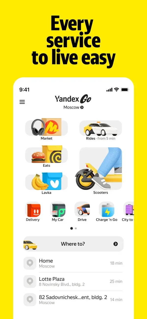 Yandex Go: Taxi Food Market screenshot 1