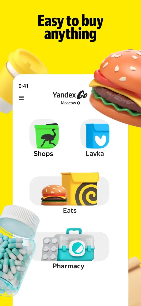 Yandex Go: Taxi Food Market screenshot 2