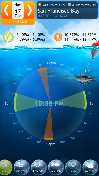 Fishing Deluxe - Best Fishing Times Calendar screenshot 1