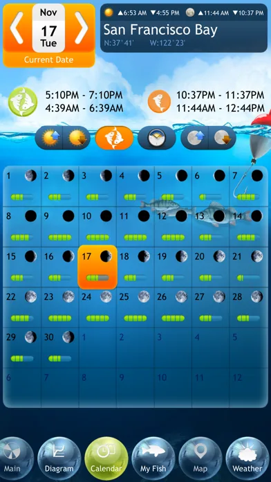 Fishing Deluxe - Best Fishing Times Calendar screenshot 2