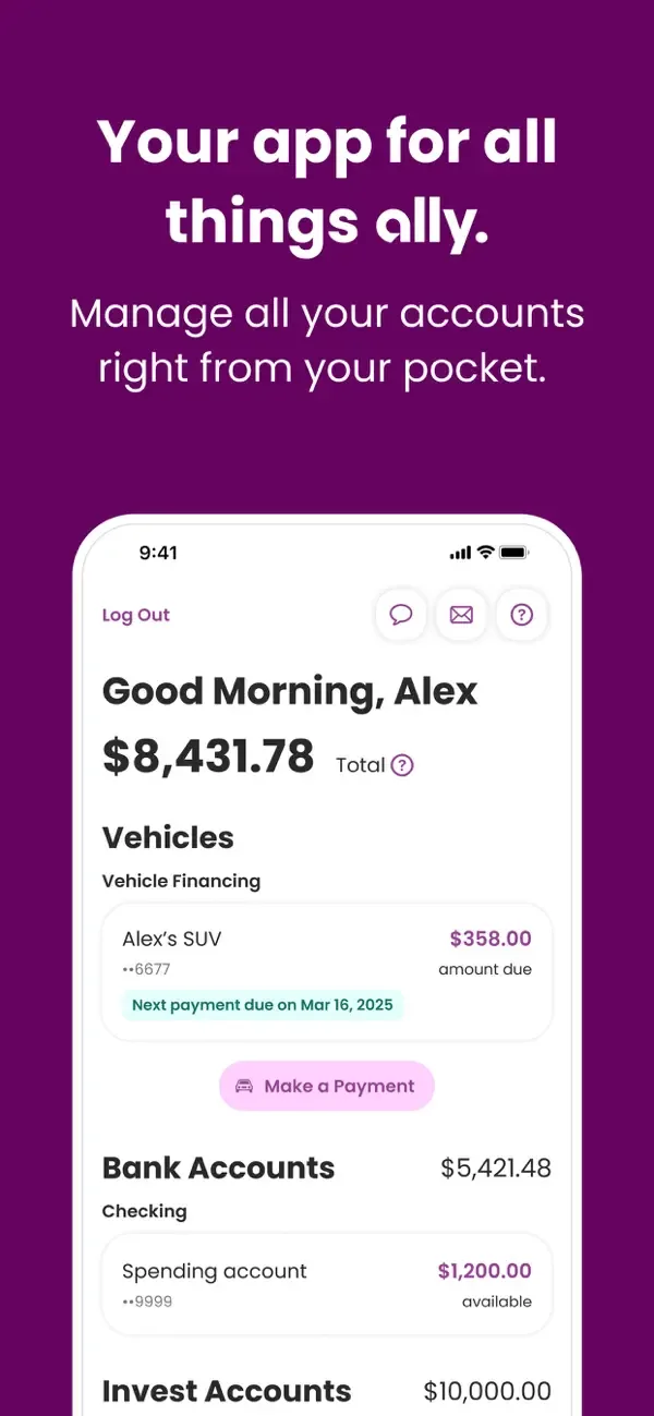 Ally: Bank, Auto & Invest screenshot 1