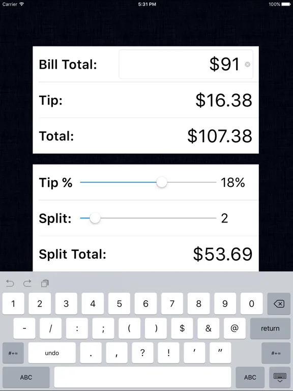 Tip Calculator % Gold screenshot 3
