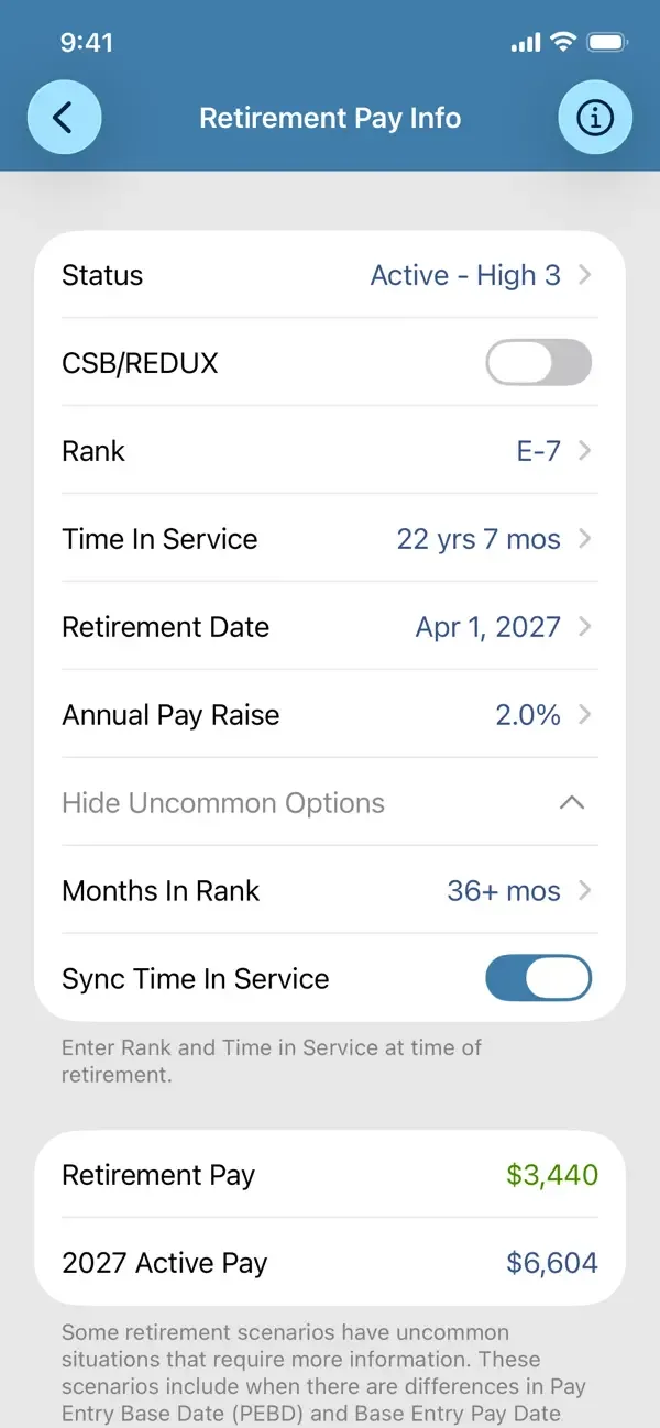 Military Retirement screenshot 3