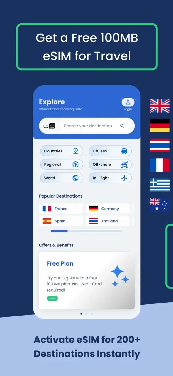 eSIM + Travel Data : GigSky screenshot 1