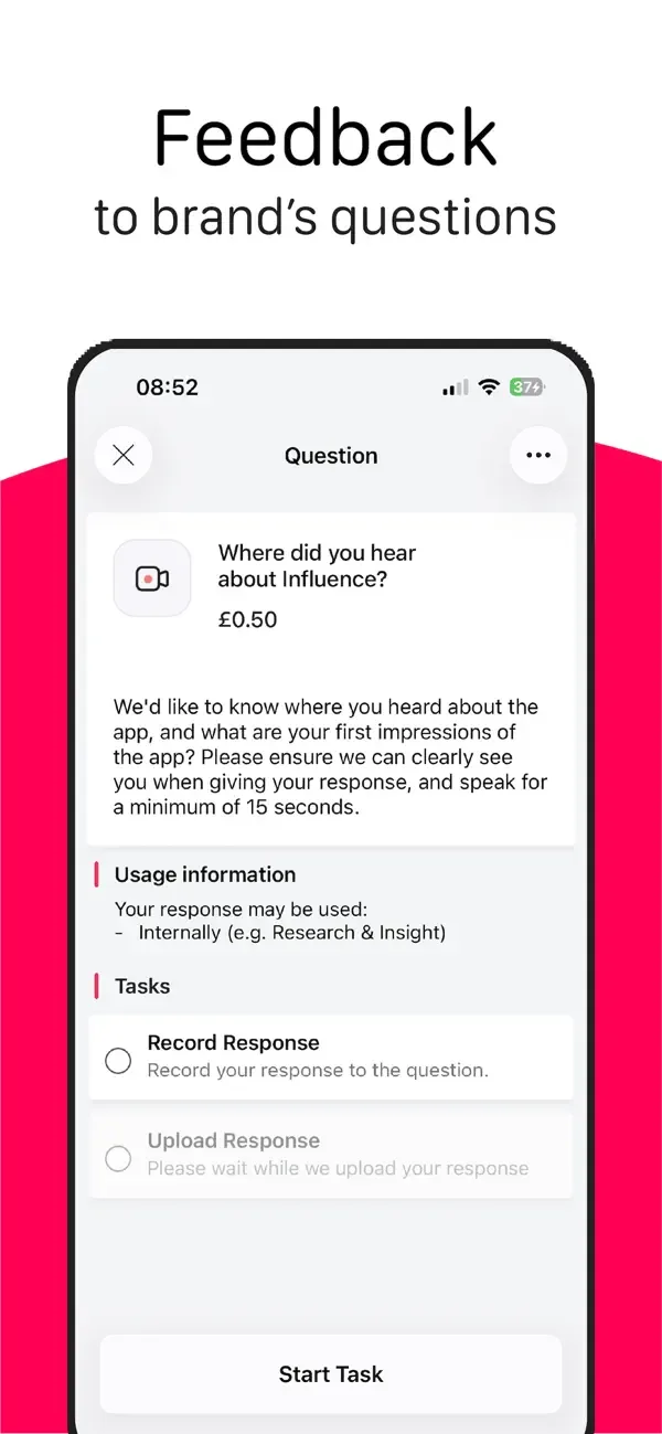 Influence - Paid Video Surveys screenshot 2