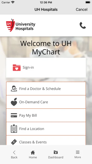 UH MyChart screenshot 1