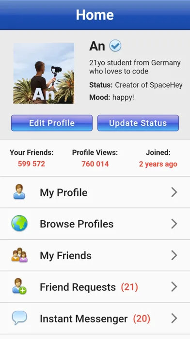SpaceHey Mobile screenshot 1