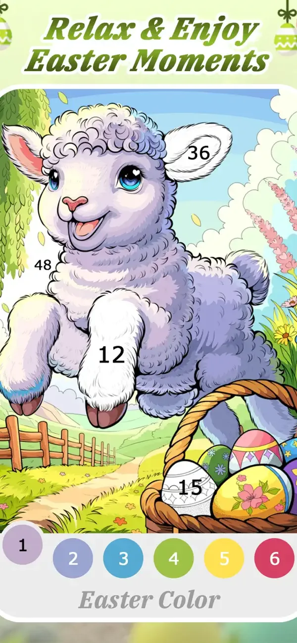 Easter Color by Number Game screenshot 2