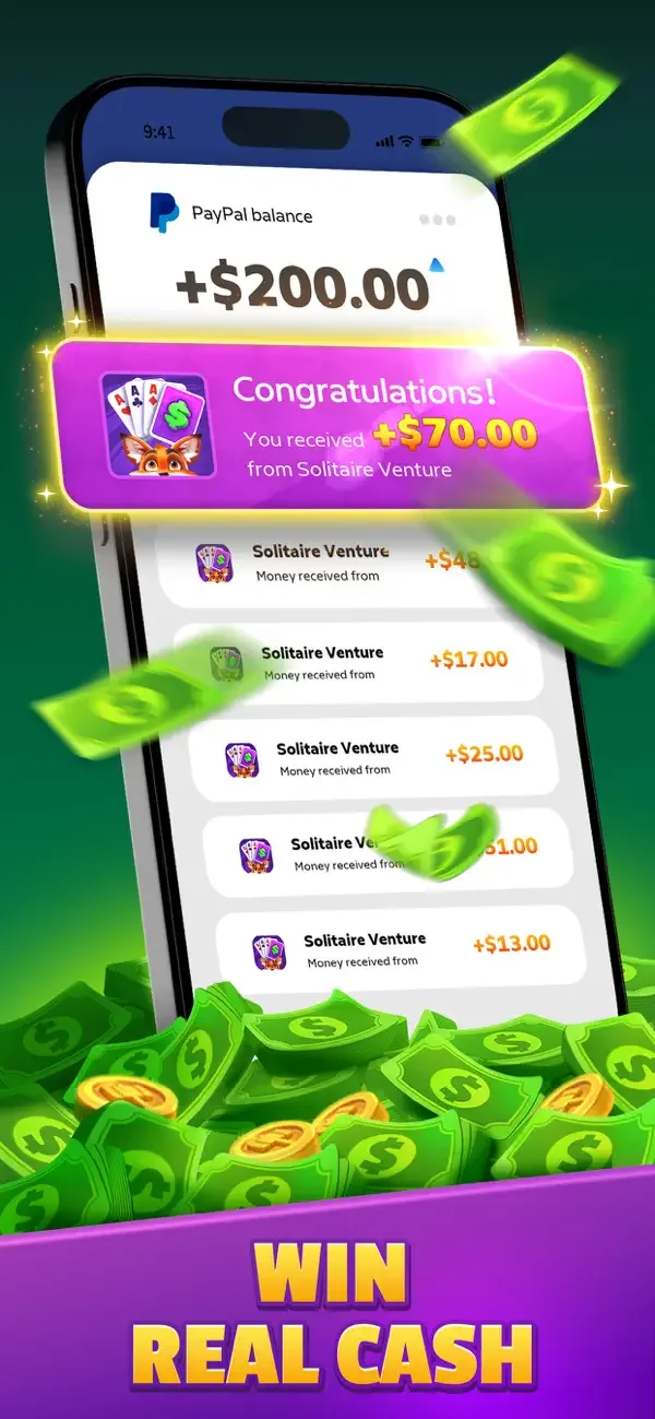 Solitaire Venture: Win Cash screenshot 2