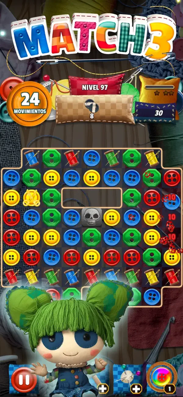 Button Eyed Rag Doll Match 3 screenshot 1