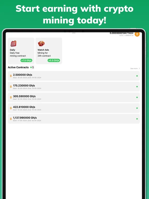 Earn Money Mining BTC Cloud screenshot 5