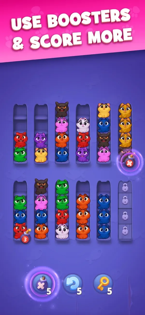 Kitty Sort: Twisted Tails screenshot 2