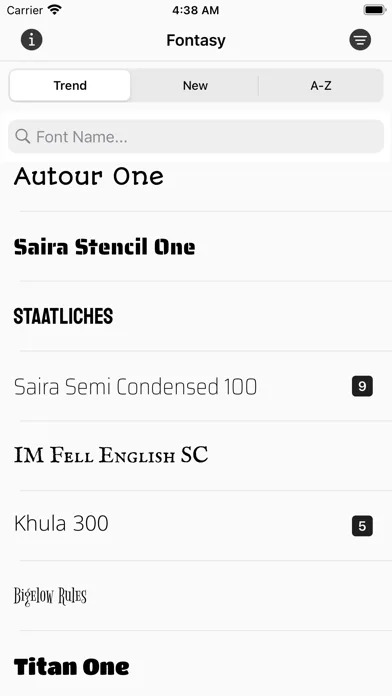 Fontasy - Font Browser screenshot 1
