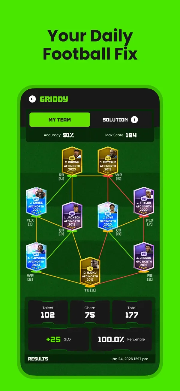 Griddy: Football Puzzles screenshot 1