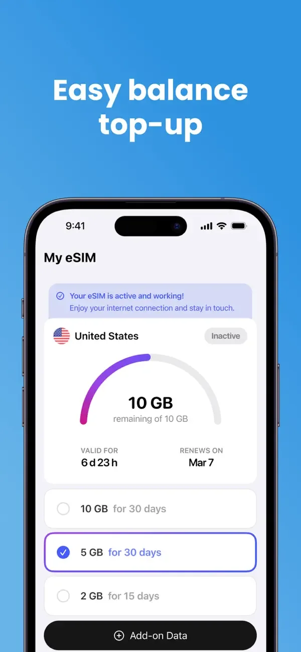 eSim Travel Virtual Mobile App screenshot 3