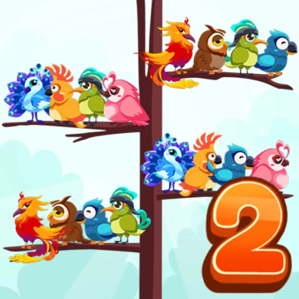 Bird Sort 2 Color Puzzle Game